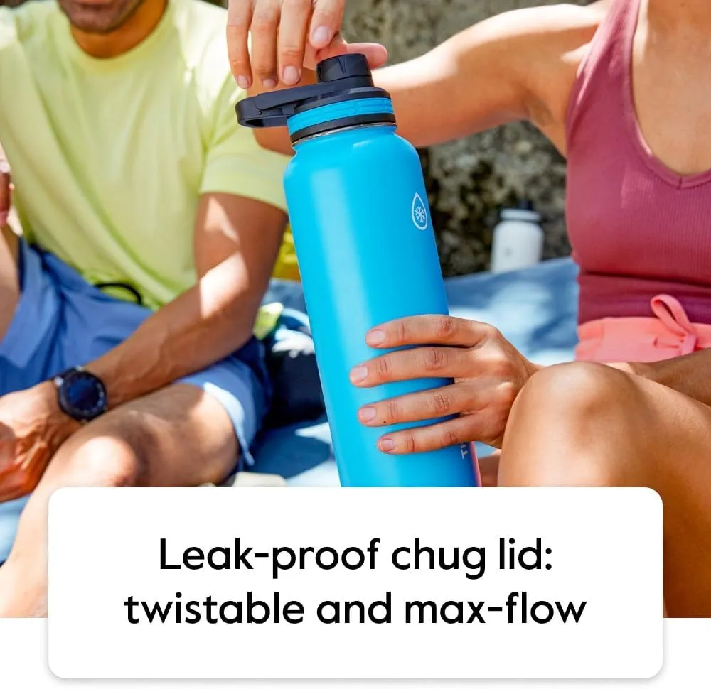 ThermoFlask 40 oz Double Wall Vacuum Insulated Stainless Steel Water Bottle with Spout and Straw Lids, Plum