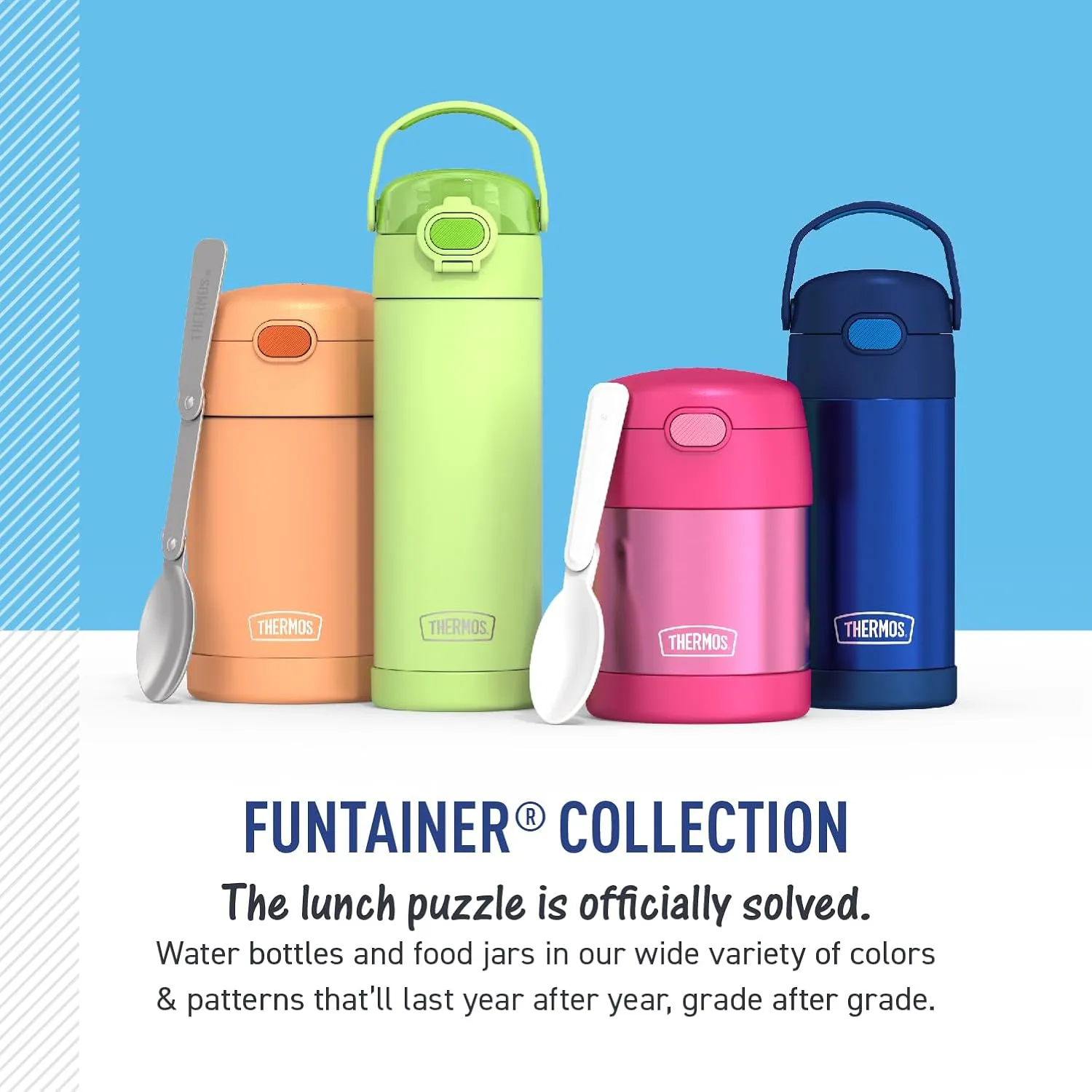 THERMOS FUNTAINER 16 Ounce Stainless Steel Vacuum Insulated Bottle with Wide Spout Lid, Dark Pink
