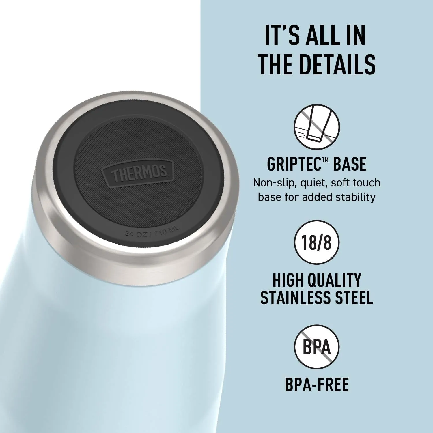 THERMOS ICON SERIES, Stainless Steel Cold Tumbler with Lid and Straw - 24 Ounce, Glacier - Vacuum Insulated Tumbler