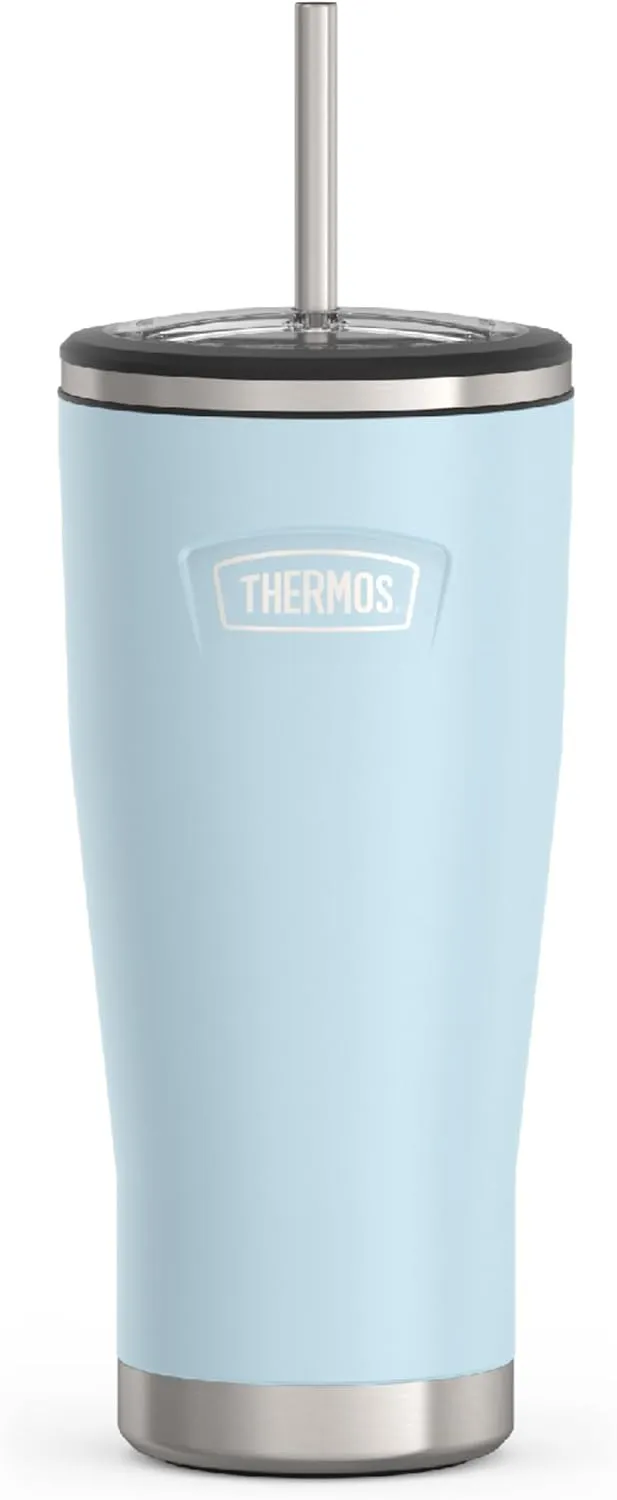 THERMOS ICON SERIES, Stainless Steel Cold Tumbler with Lid and Straw - 24 Ounce, Glacier - Vacuum Insulated Tumbler