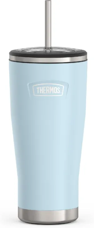 THERMOS ICON SERIES, Stainless Steel Cold Tumbler with Lid and Straw - 24 Ounce, Glacier - Vacuum Insulated Tumbler