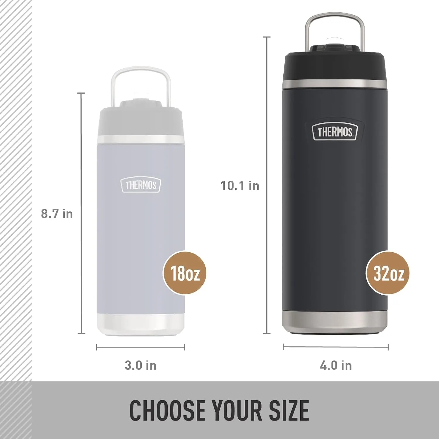 THERMOS ICON SERIES, Stainless Steel Water Bottle with Straw Lid, 32 Ounce, Glacier