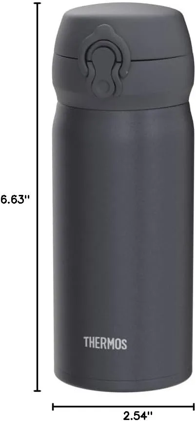 Thermos JNL-356 SMB Vacuum Insulated Portable Mug, 11.8 fl oz (350 ml), Smoke Black, Easy to Clean and Easy to Clean, Lightweight Type, One-Touch Opening, Stainless Steel Bottle, Hot and Cold