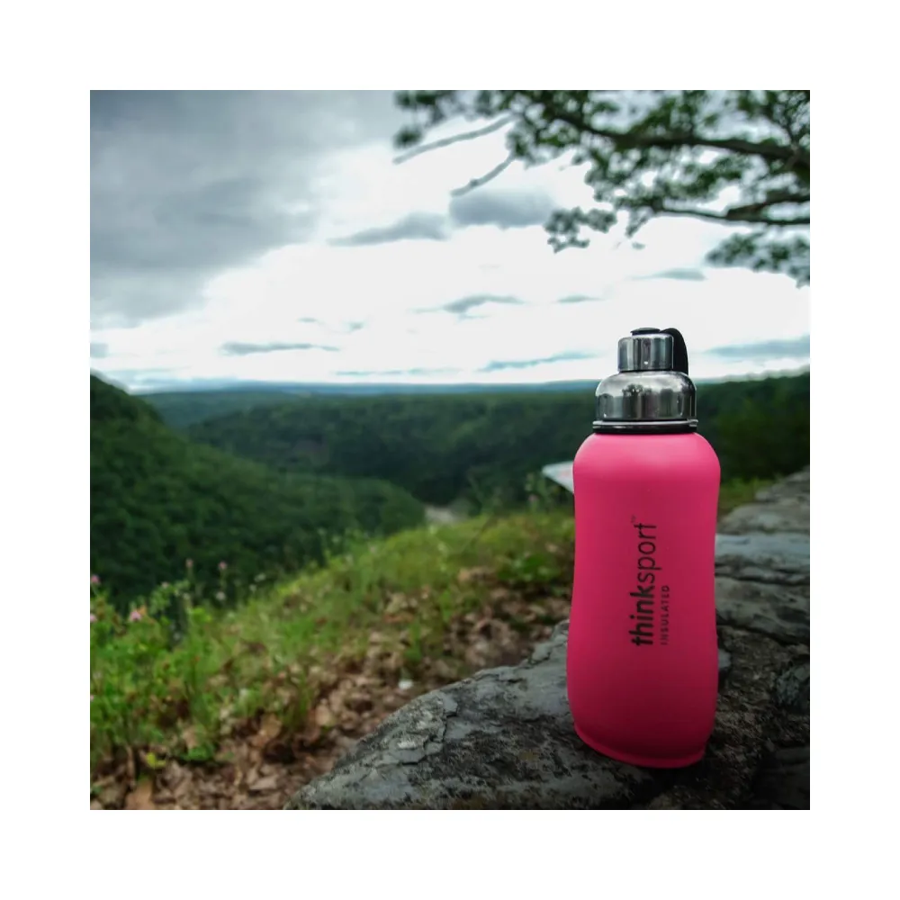 Thinksport Insulated Sports Bottle - 17oz (500ml) - Powder Coated - Hot Pink