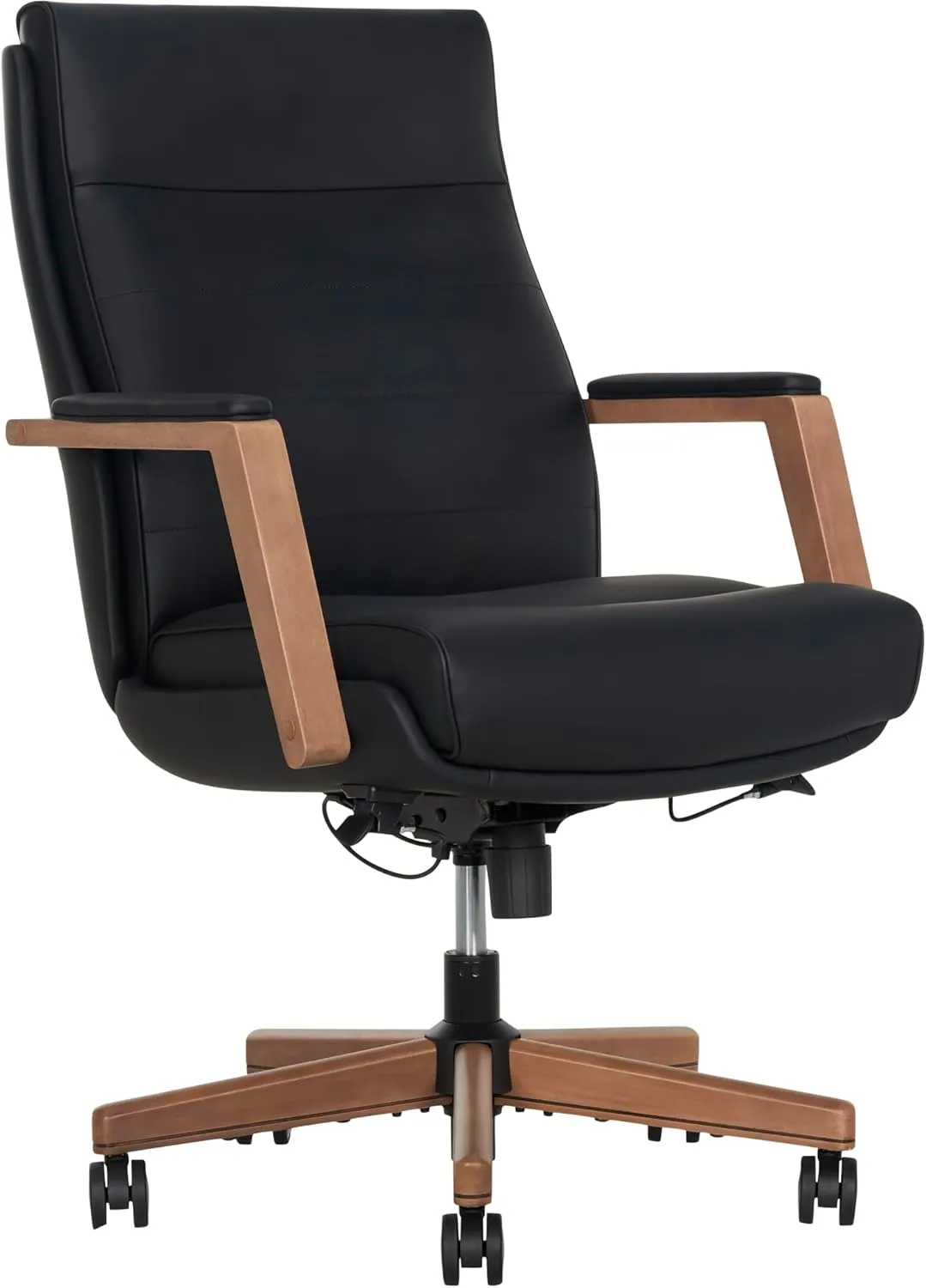 Thomasville® Fendley Ergonomic Vegan Leather Mid-Back Office Chair, Black/Brown