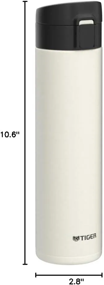 TIGER MKA-K060WK Tiger Water Bottle, 20.3 fl oz (600 ml), One-touch, Lightweight, Stainless Steel Bottle, Vacuum Insulated, Hot and Cold Insulated, White