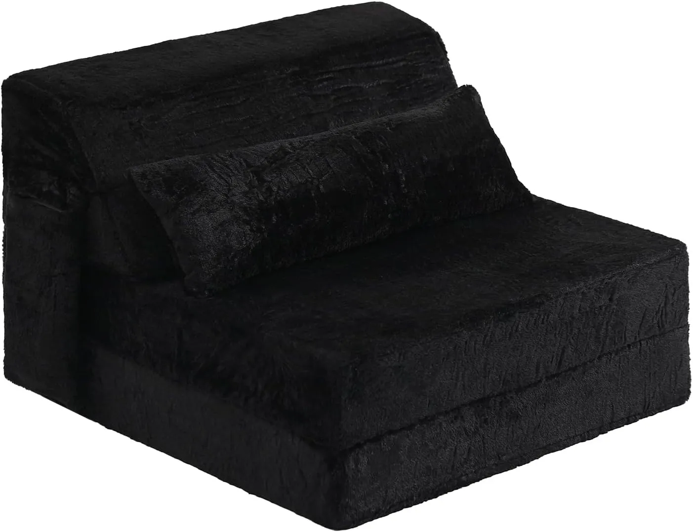 Tiita Folding Sofa Bed with Pillow Single Size Mattress&Plush Fabric with Portable Storage Bag,Floor Lounger Chair Bed for Living Room,Guest Room,Dorm,Apartment,Upstairs Loft,Home Office,Black
