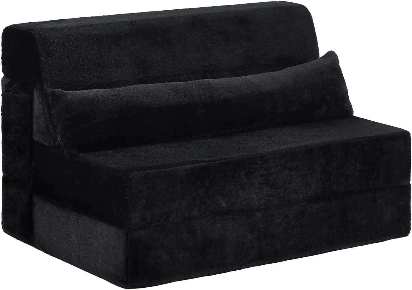 Tiita Folding Sofa Bed with Pillow Twin Size Mattress&Plush Fabric with Portable Storage Bag,Floor Lounger Chair Bed for Living Room,Guest Room,Dorm,Apartment,Upstairs Loft,Home Office,Black