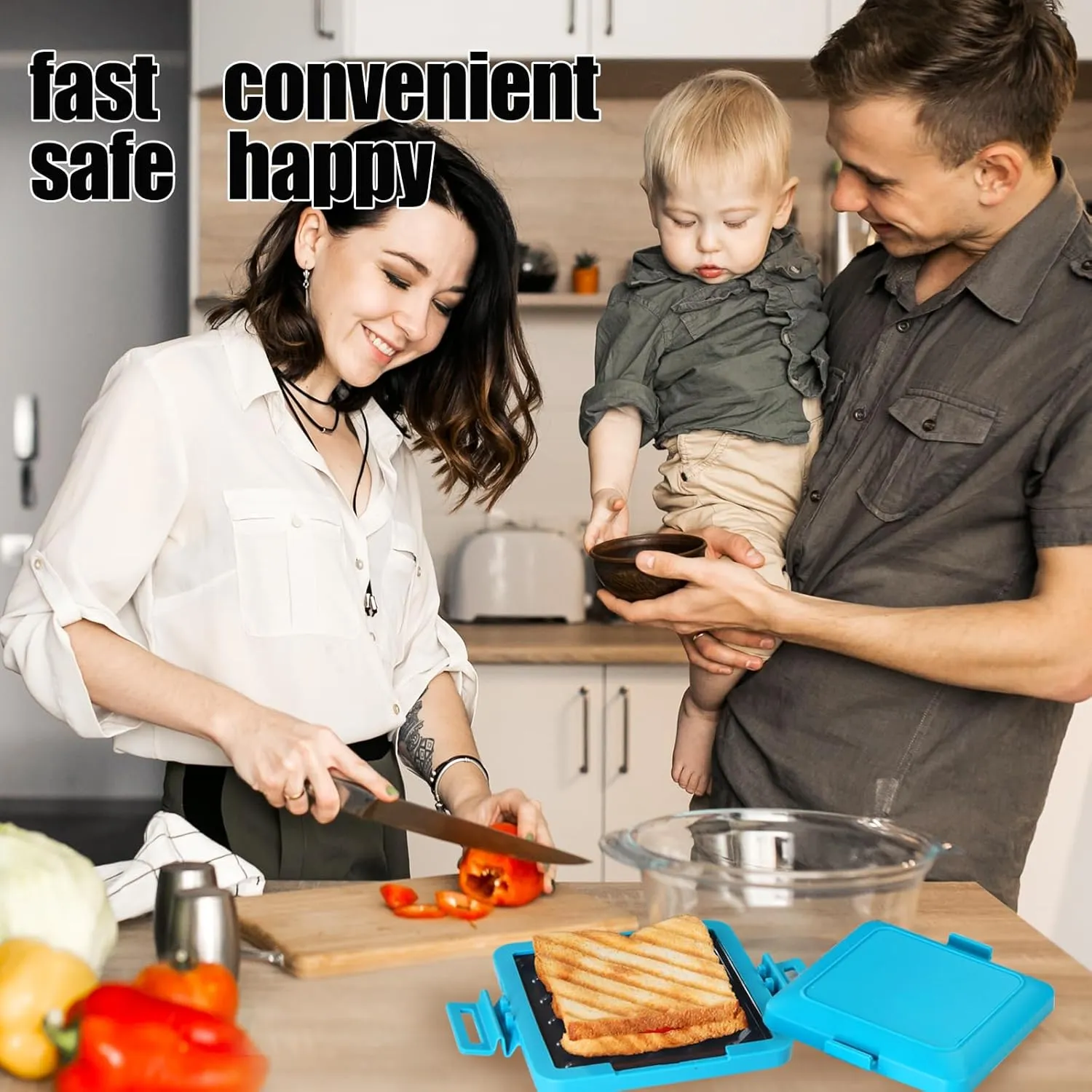 Toaster,Microwave Toaster, Sandwich Maker, Panini Maker, Dishwasher Safe,NO Electricity,Wireless,Time Saving,Fast,Toastie Safe in Microwave Oven(Blue, Microwave Sandwich Maker)