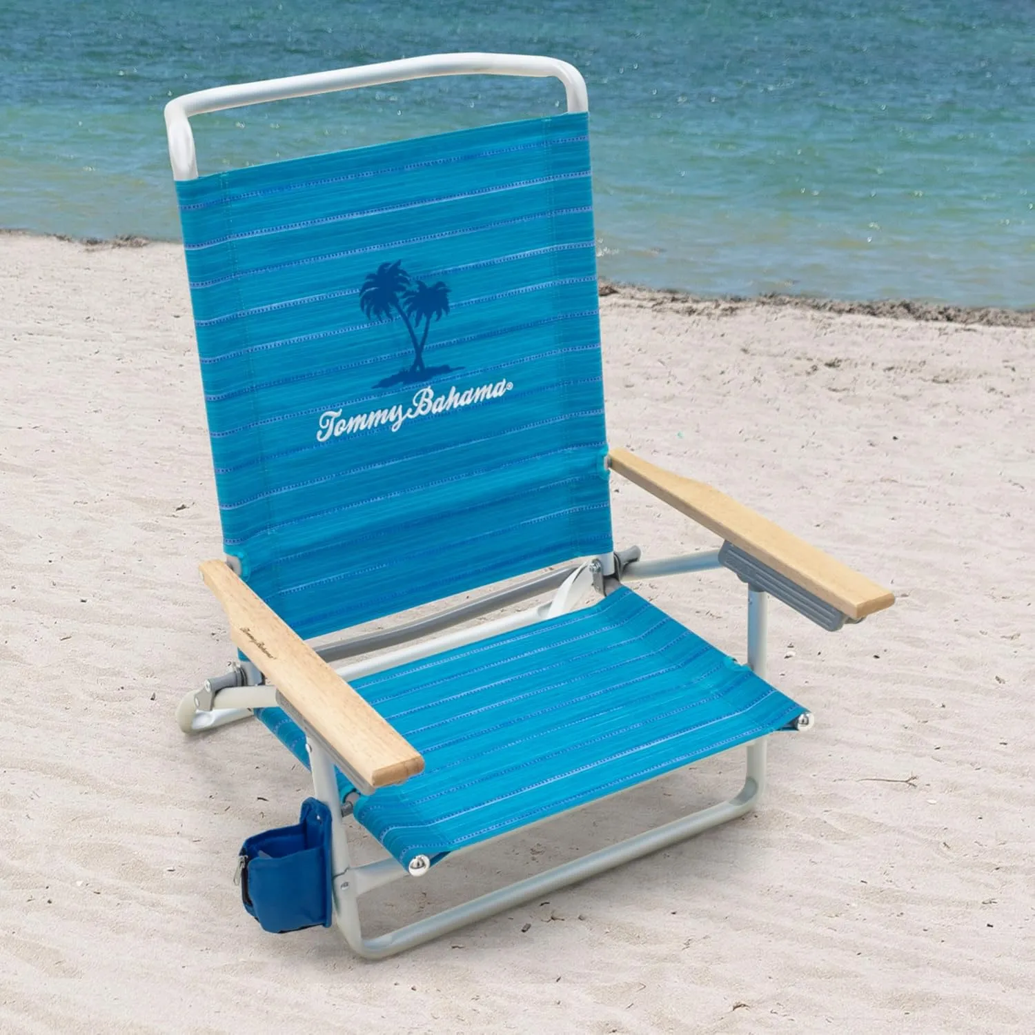 Tommy Bahama 5-Position Lay Flat Cup Holder and Towel Bar Beach Chair