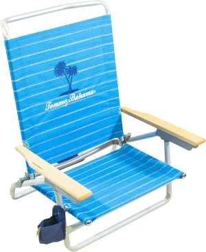 Tommy Bahama 5-Position Lay Flat Cup Holder and Towel Bar Beach Chair
