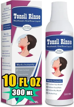 Tonsil Stone Remover with Oral Rinse Liquid to Soothe Tonsils, and Freshen Breath & Alcohol-Free – 300ml (10.14 fl oz)