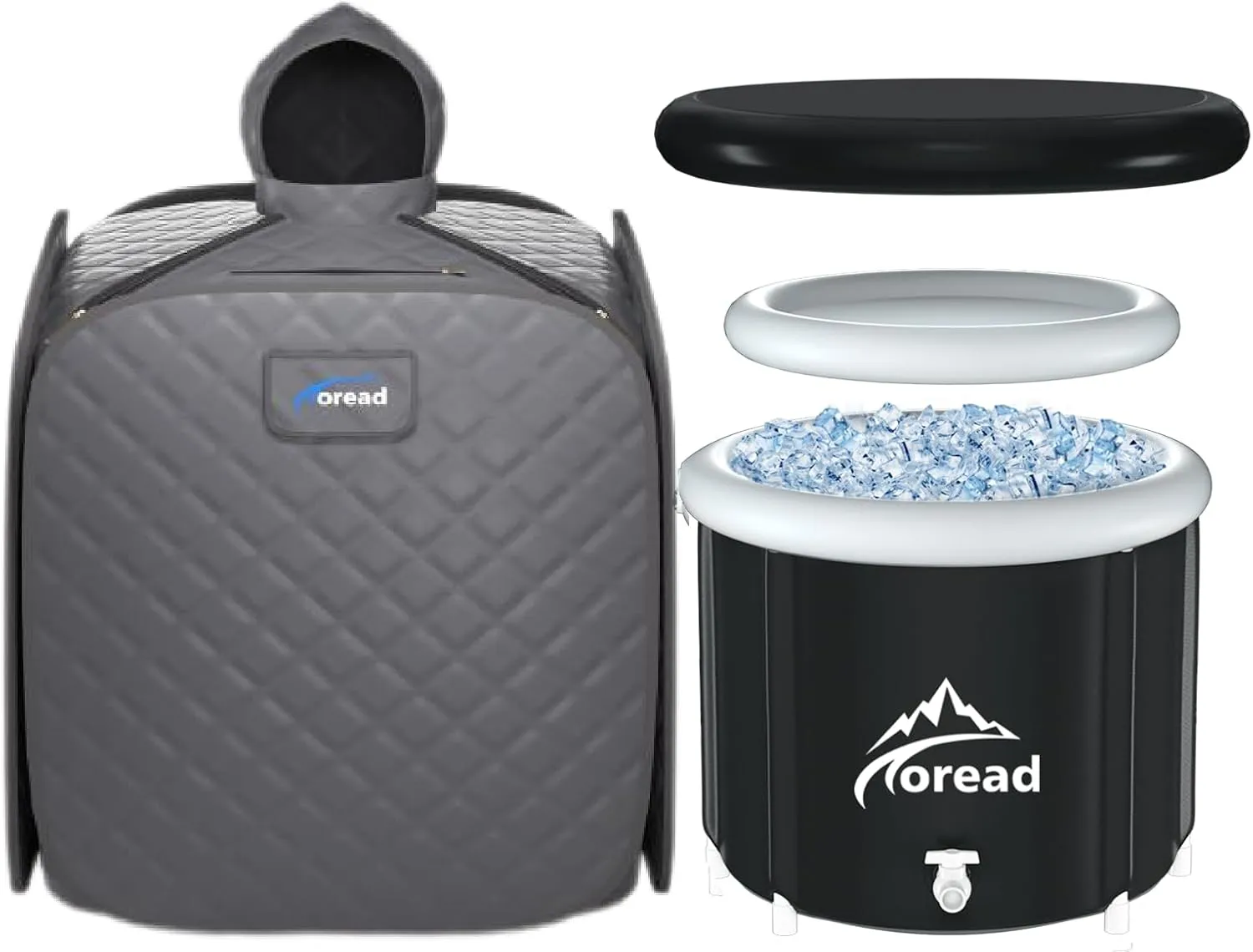 TOREAD Sauna and Cold Plunge XL Combo-Portable Folding Steam Sauna with 1000W Generator and Remote Control, Fast Heating in 6 Min Home Sauna Tent & XL Ice Bath Tub-112gal Portable Cold Plunge Tub with