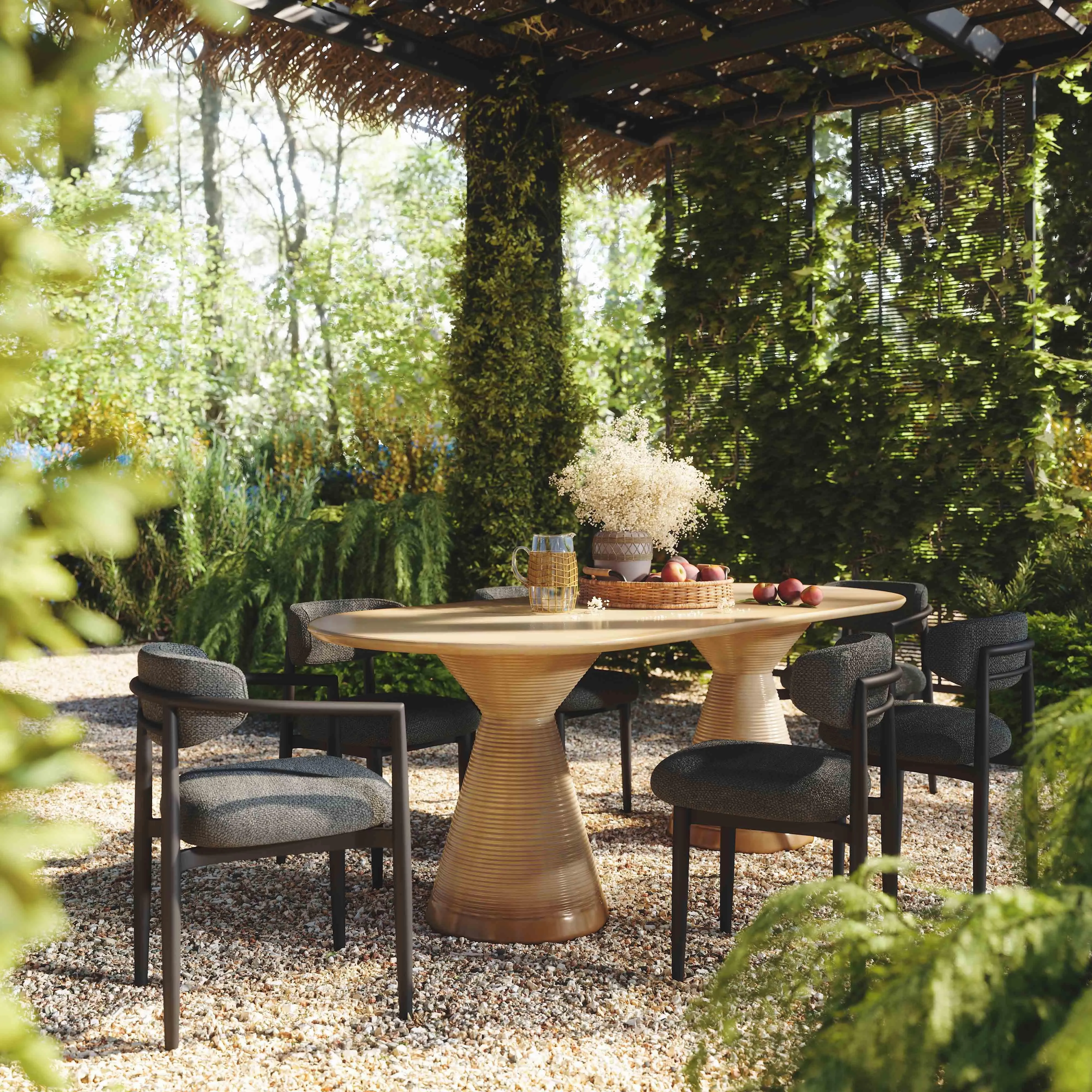 Tov Annika Black Textured Outdoor Dining Side Chair