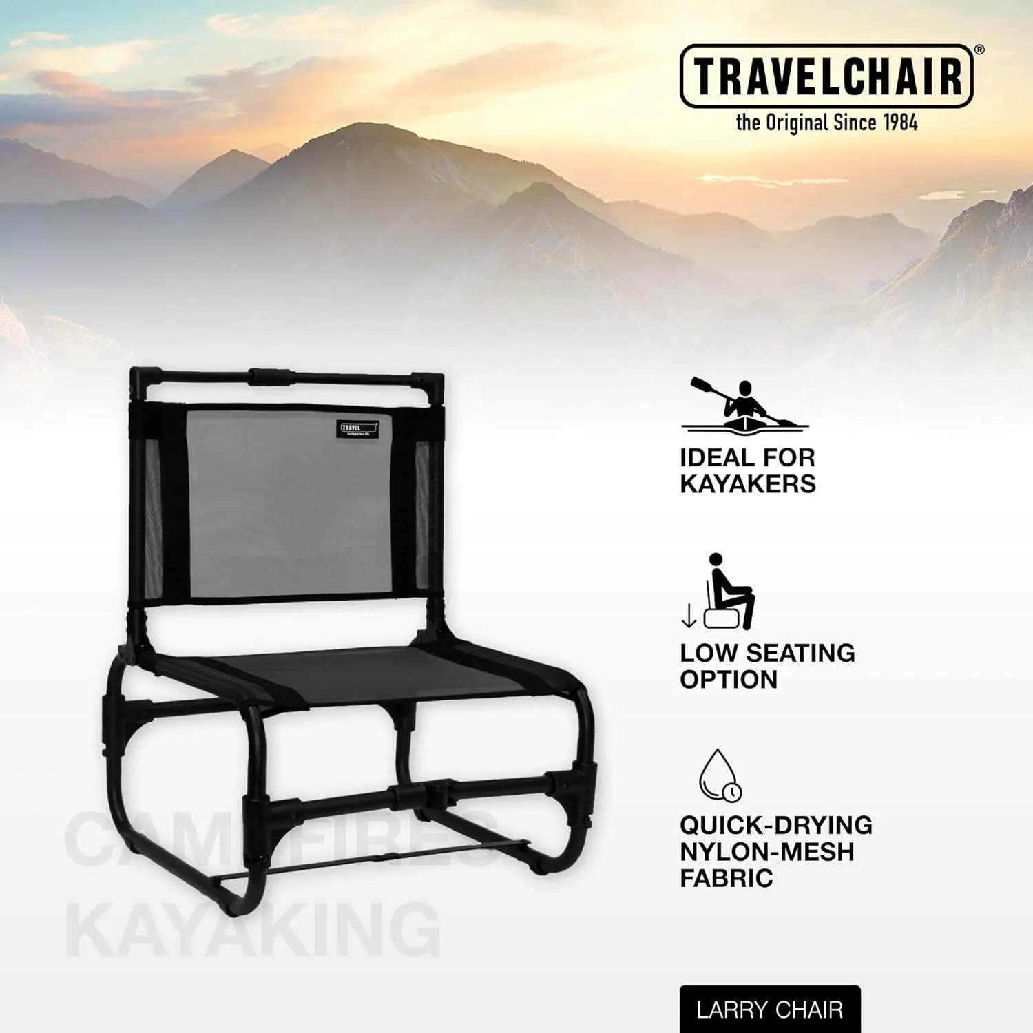 Travel Chair Larry Chair, Normal, Black Steel