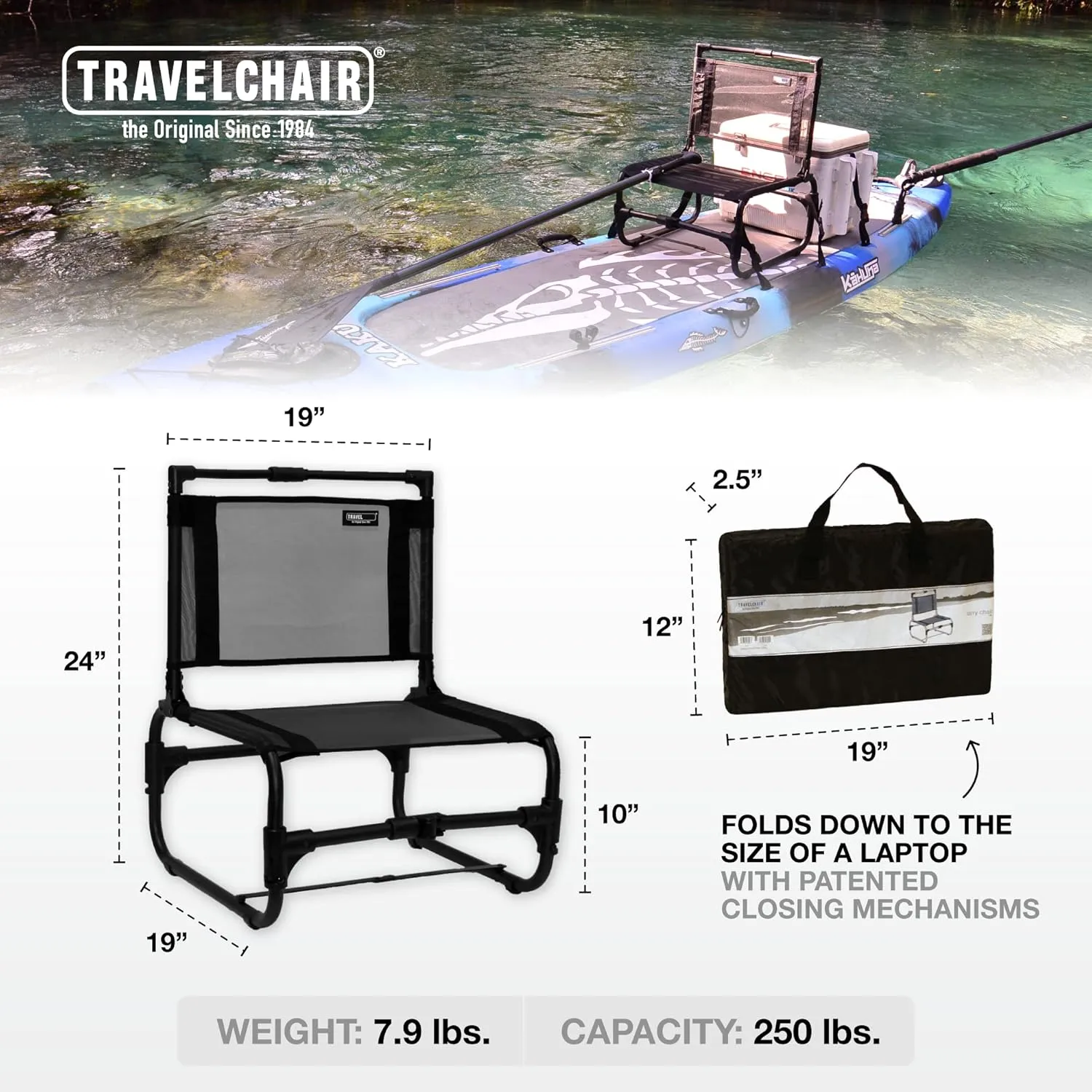 Travel Chair Larry Chair, Normal, Black Steel