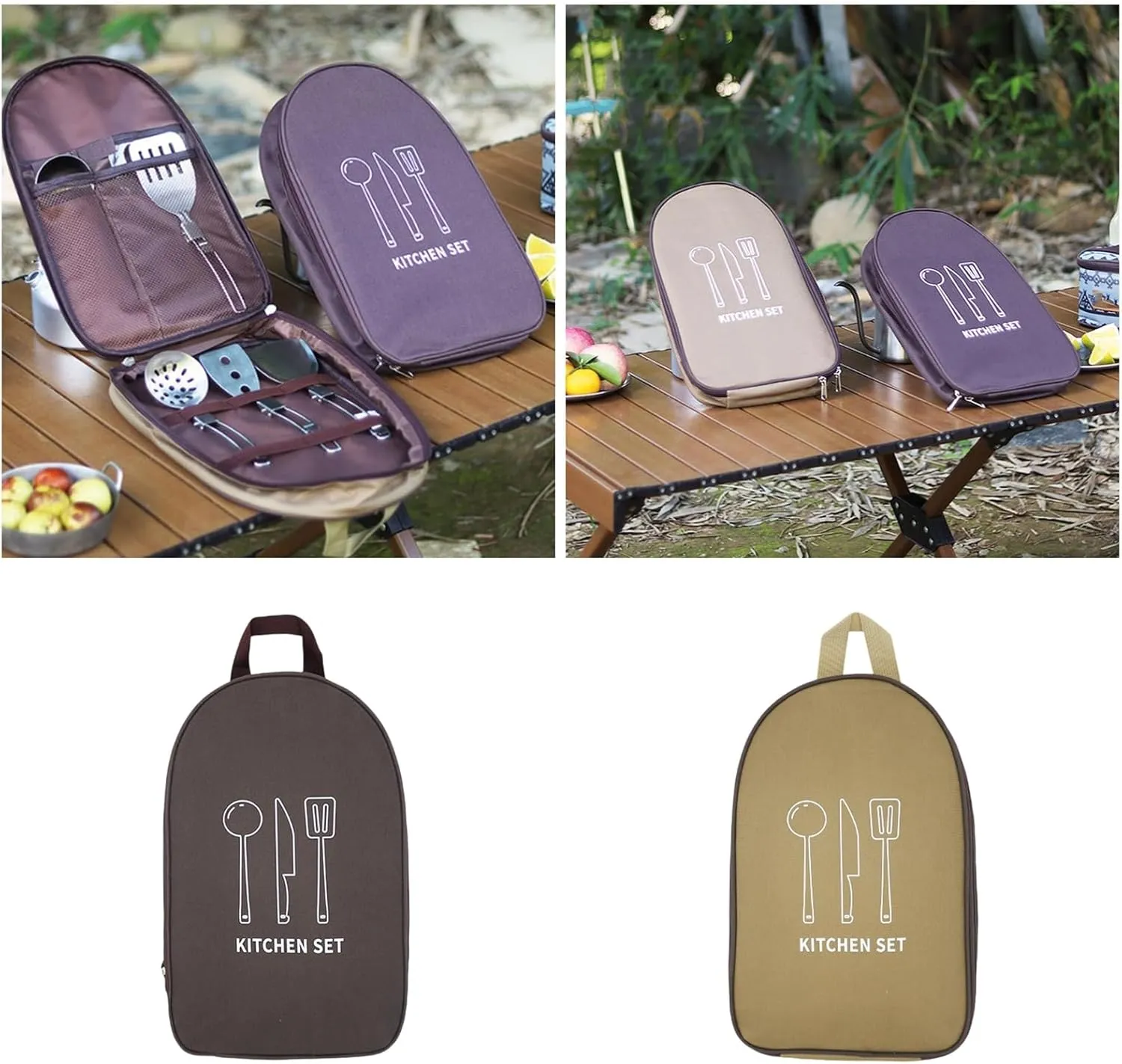 Travel Tableware Bag Camping Cooking Utensils Organizers Bag Portable Cookware Bag for Outdoor Cooking Tool Storage