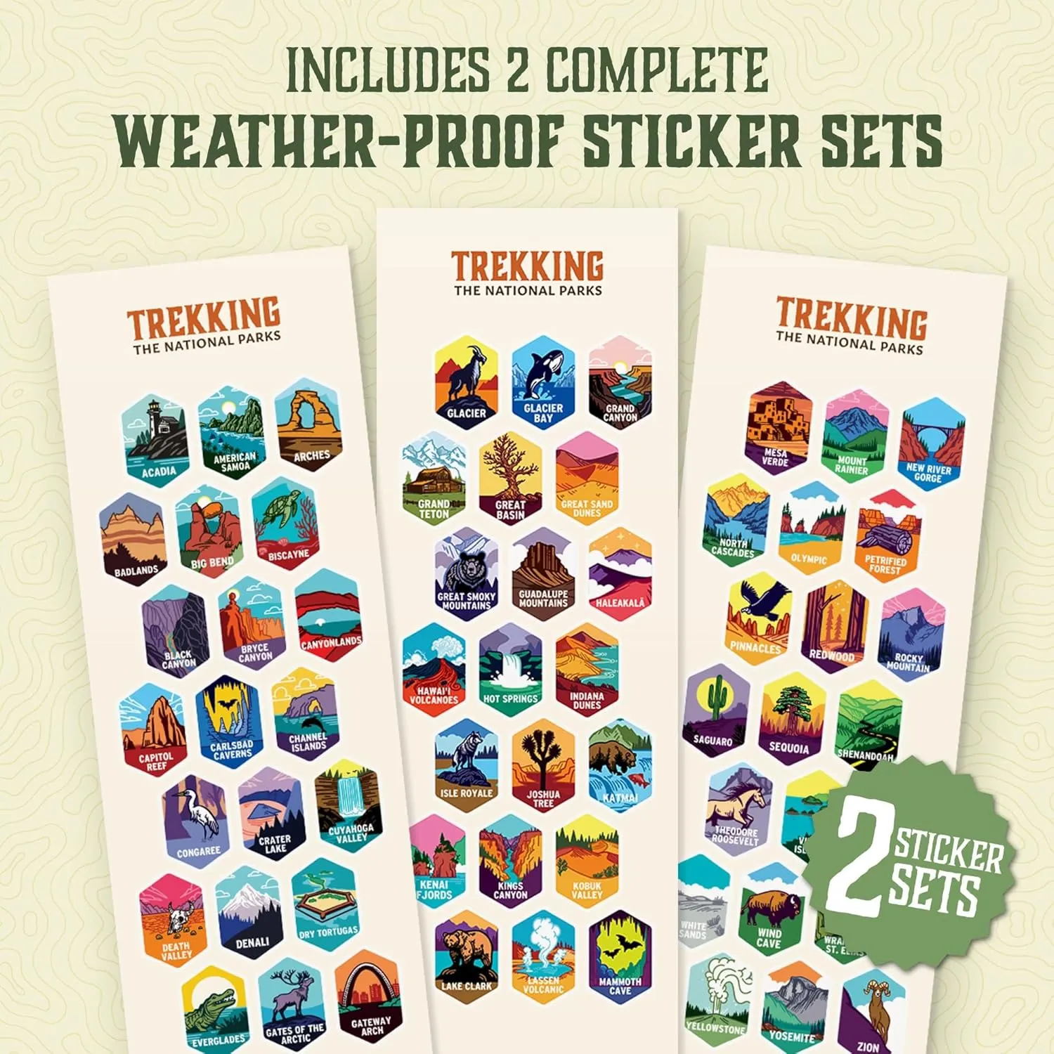 Trekking The National Parks Water Bottle with 63 Waterproof Stickers & 3 Lids (Straw, Spout, & Chug) | 32 Oz Insulated Wide Mouth Stainless Steel Bottle | BPA-Free and Leak-Proof - PURPLE
