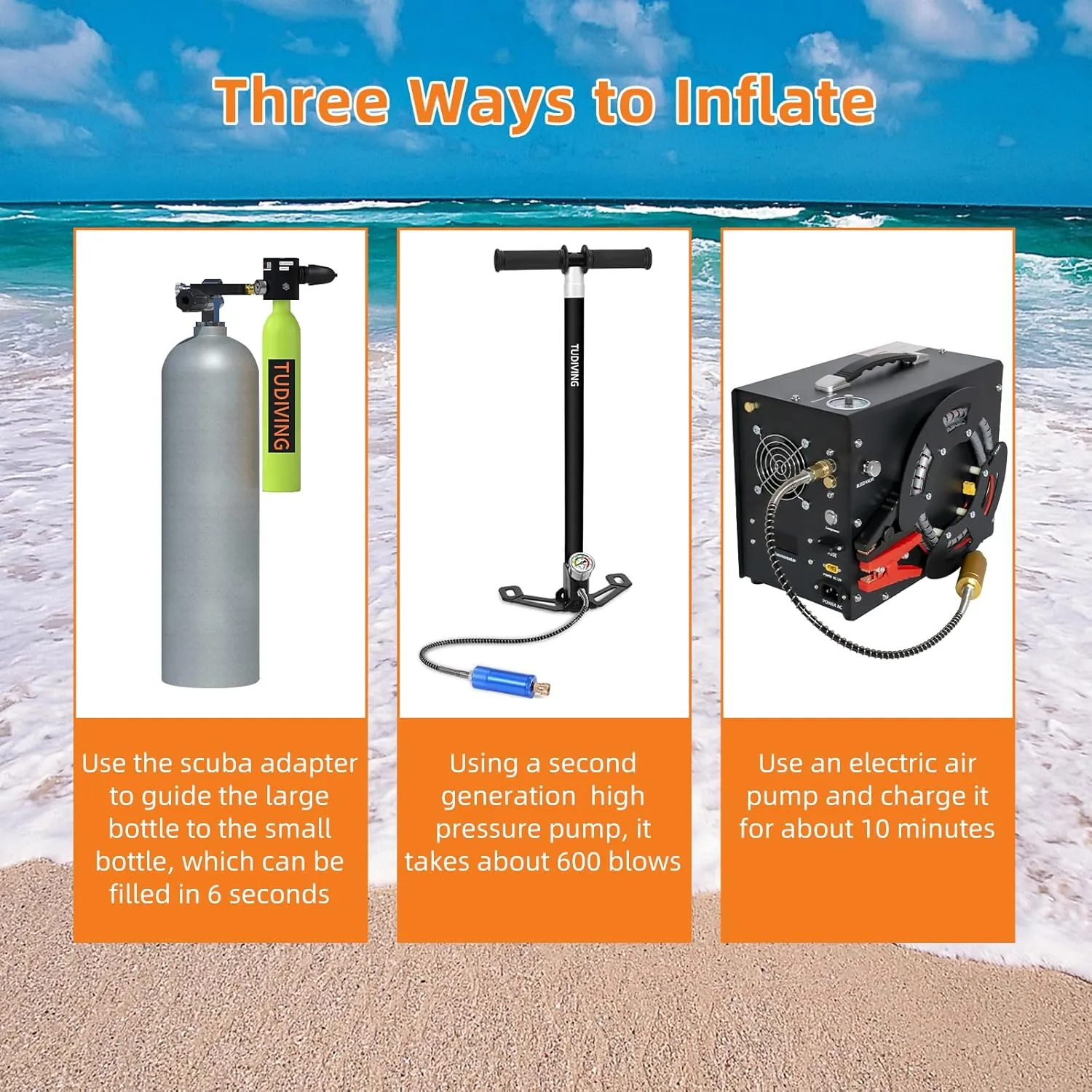 TUDIVING-0.5L Portable Mini Scuba Tank with Pump,Diving Oxygen Cylinder with Full Face Snorkel Mask,Lung Tank Kits for Underwater Diving Breathing Training/Rescue/Boat Cleaning