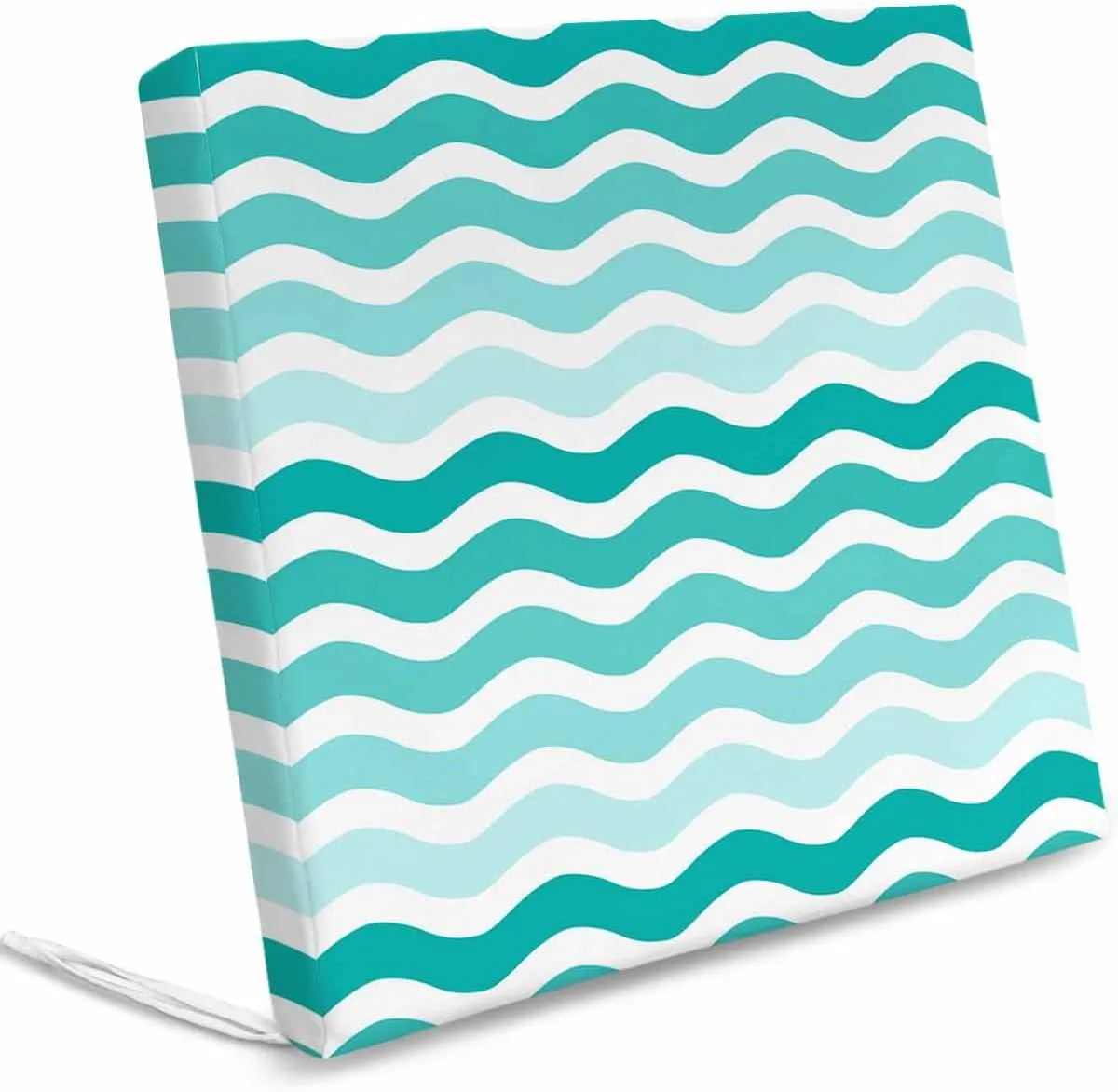 Turquoise Striped Ombre Outdoor Cushion Chair Cover Set of 2 - Waterproof Couch Seat Covers, Geometric Modern Gradient Ocean White Patio Furniture Protector Cushions Slipcovers for Sofa/RV, 22"x22"x4"