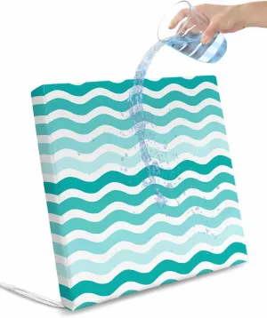 Turquoise Striped Ombre Outdoor Cushion Chair Cover Set of 2 - Waterproof Couch Seat Covers, Geometric Modern Gradient Ocean White Patio Furniture Protector Cushions Slipcovers for Sofa/RV, 22"x22"x4"