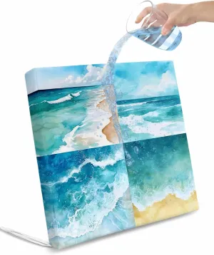 Turquoise Summer Beach Outdoor Cushion Chair Cover Set of 2 - Waterproof Couch Seat Covers, Coastal Ocean Waves Nautical Patio Furniture Protector Cushions Slipcovers for Sofa/RV, 24"x24"x4"