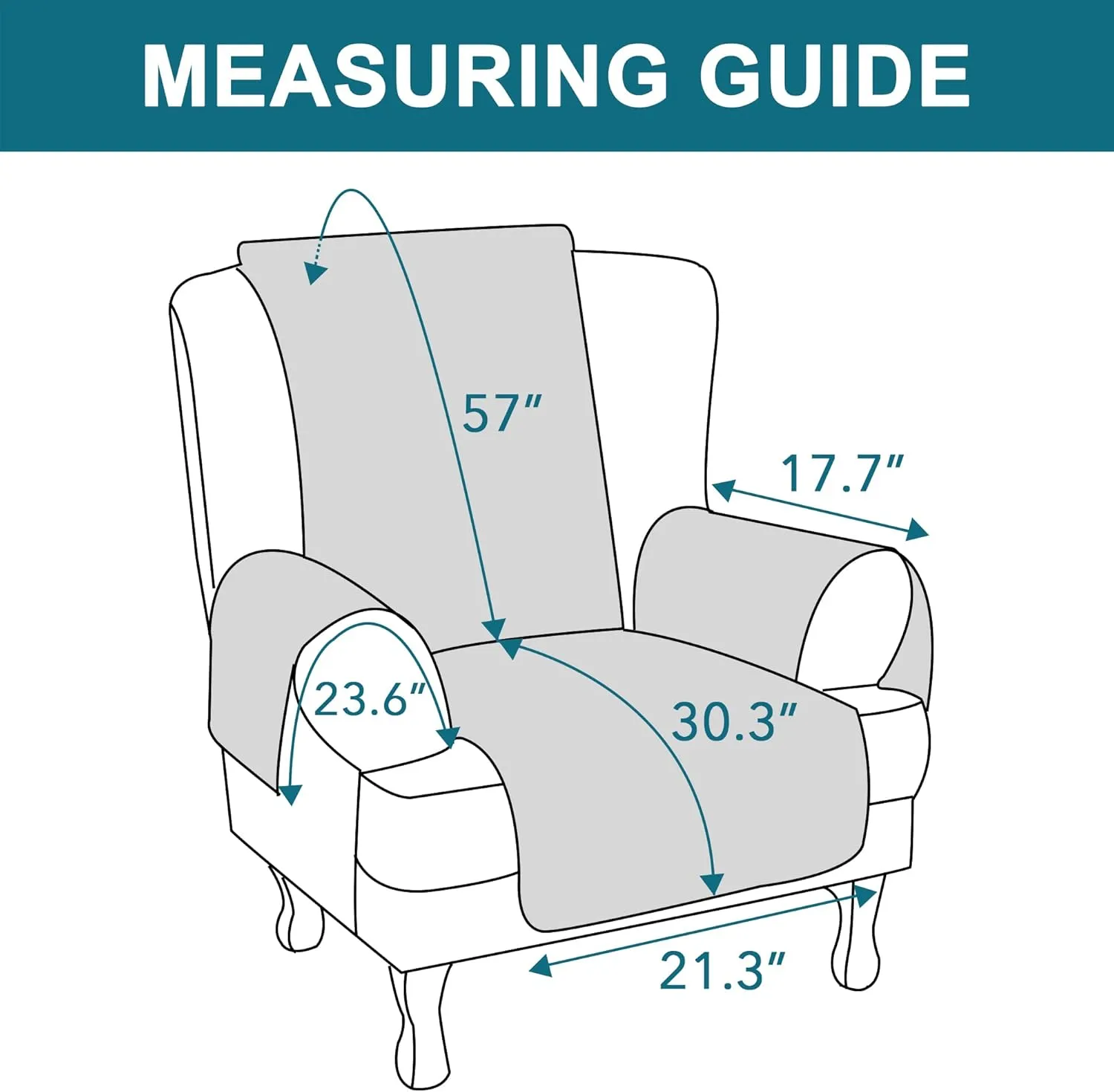 Turquoize 100% Waterproof Wing Chair Cover Wing Armchair Slipcovers Chair Couch Protector Triple Non-Slip Sofa Slipcover for Wing Chair Furniture Protector for Pets, Kids,Dog (Wing Chair, Pale Oak)