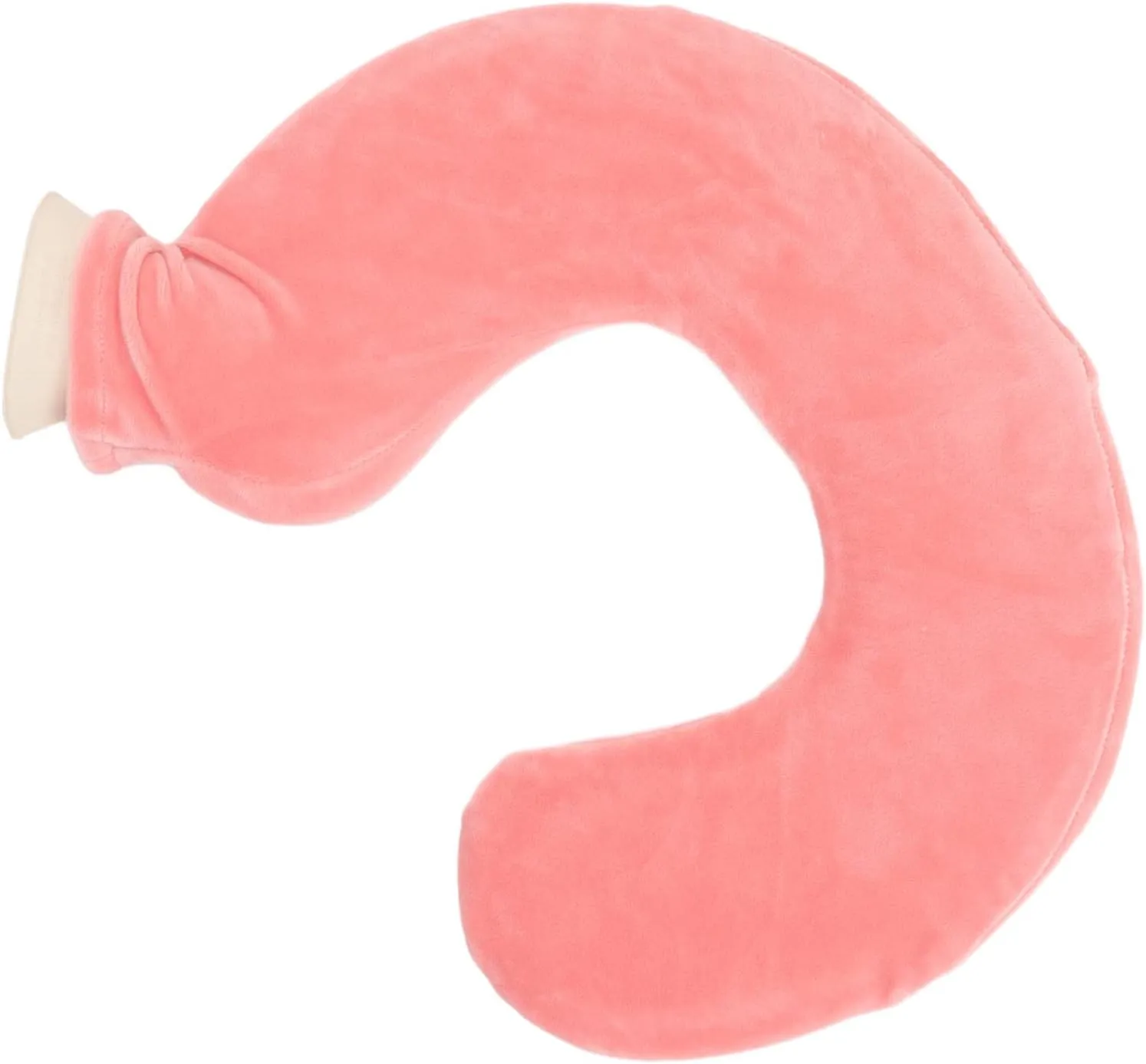 U Shaped Neck Hot Water Bottle with Removable Knitted Cover for Pain Relief, Explosionproof Rubber Hot Water Bag (Flesh Red)