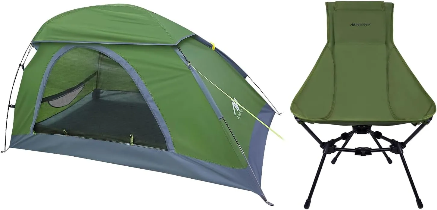 Ultralight High Back Chair   1 Person Tent, All Aluminum Widen Frame Structure Folding Chairs with Side Pocket & Carry Bag Compact for Outdoor Camping Hiking Fishing Backpacking