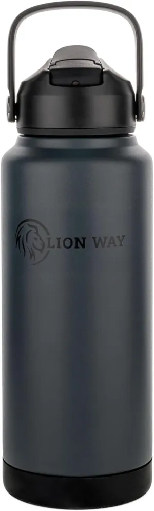 UniFlow 32 oz Insulated Bottle - Charcoal Velvet |Stainless Steel Sport Water Bottle with Soft Straw, Leak-Proof, BPA-Free