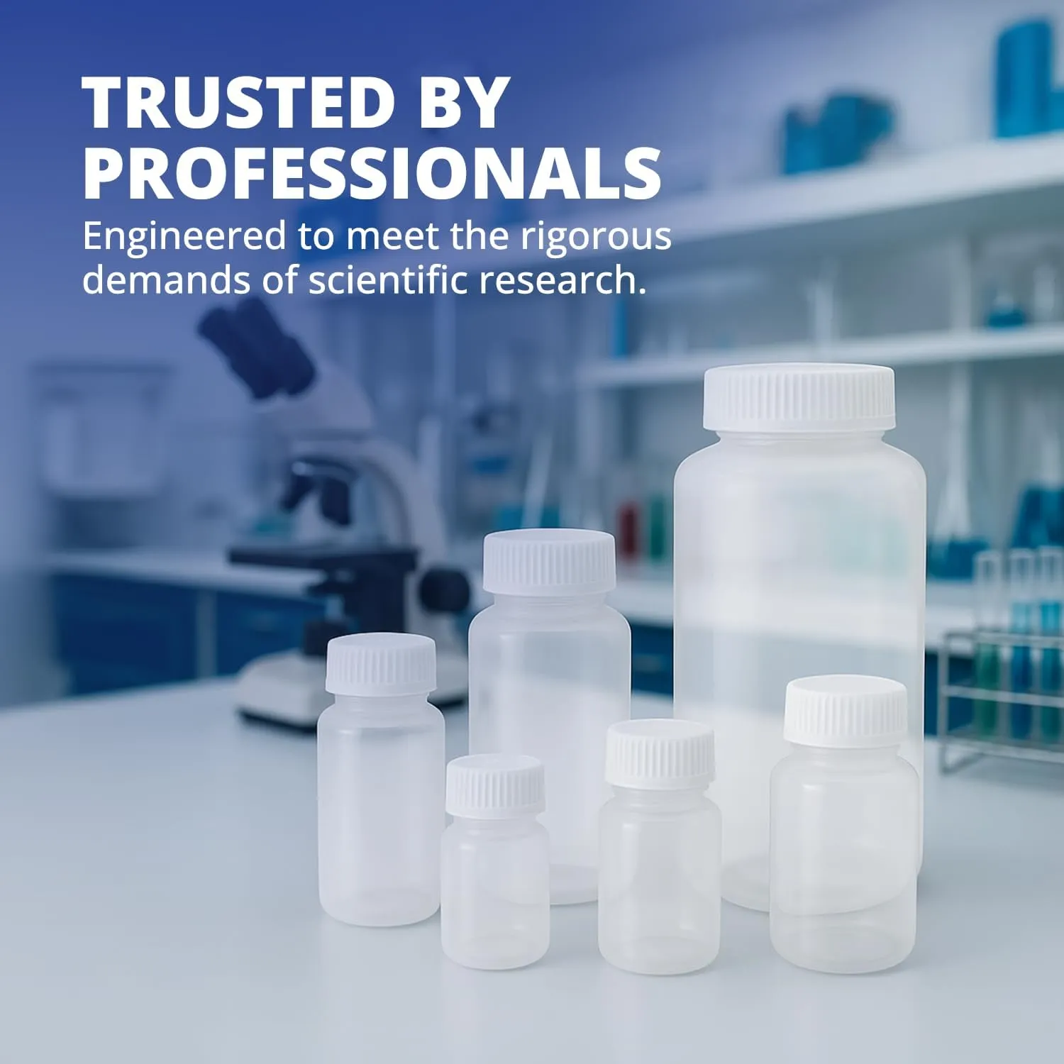 United Scientific® Unistore™ - Sample Containers with Lids - Laboratory Grade Polypropylene Wide Mouth Reagent Bottle - 16 Oz Bottles with Caps (500ml), Plastic Bottles with Lids, Case of 144
