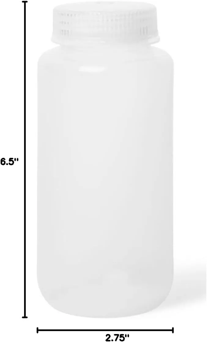 United Scientific® Unistore™ - Sample Containers with Lids - Laboratory Grade Polypropylene Wide Mouth Reagent Bottle - 16 Oz Bottles with Caps (500ml), Plastic Bottles with Lids, Case of 144