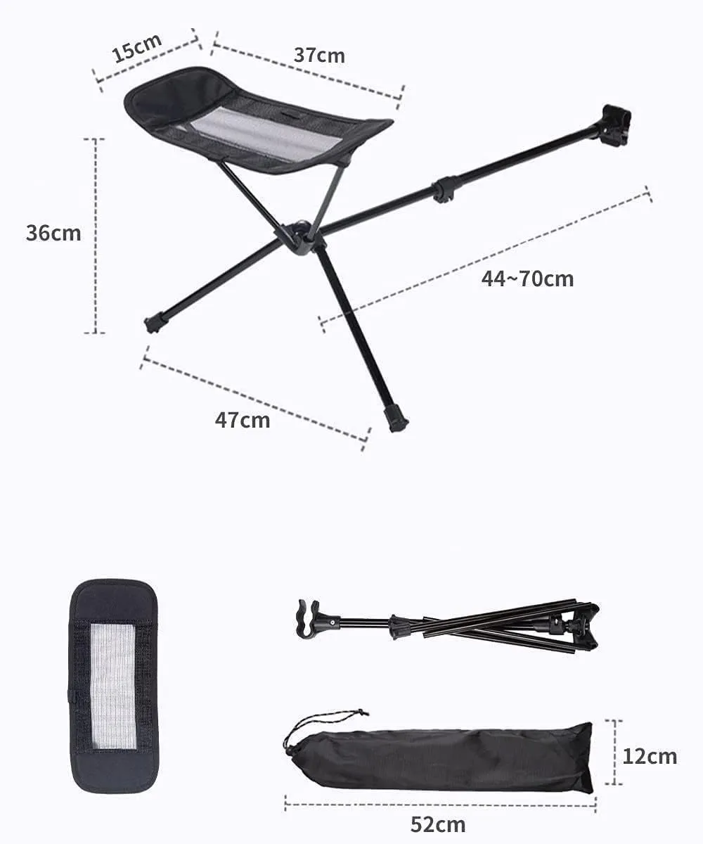 Universal Folding Camping Chair Foot Rest Ottoman Portable Recliner Lazy Retractable Footstool Leg Rest Chair for Hiking Fishing Beach (Gray)