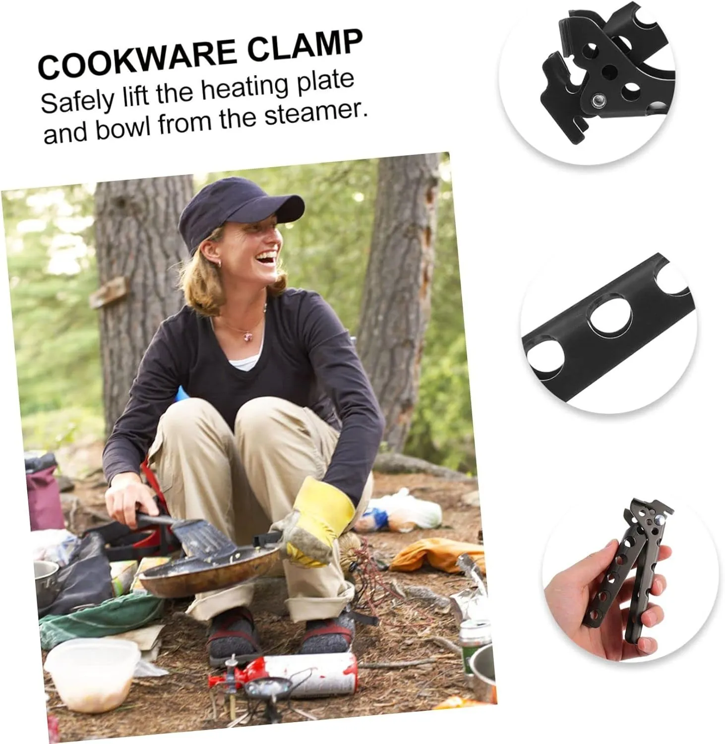 Unomor 3pcs Camping Cookware Pot Clip -scald Dish Clip High-temperature Resistant Lightweight Plate Holder for Safely Lifting Hot Cookware for Outdoor Cooking and Camping