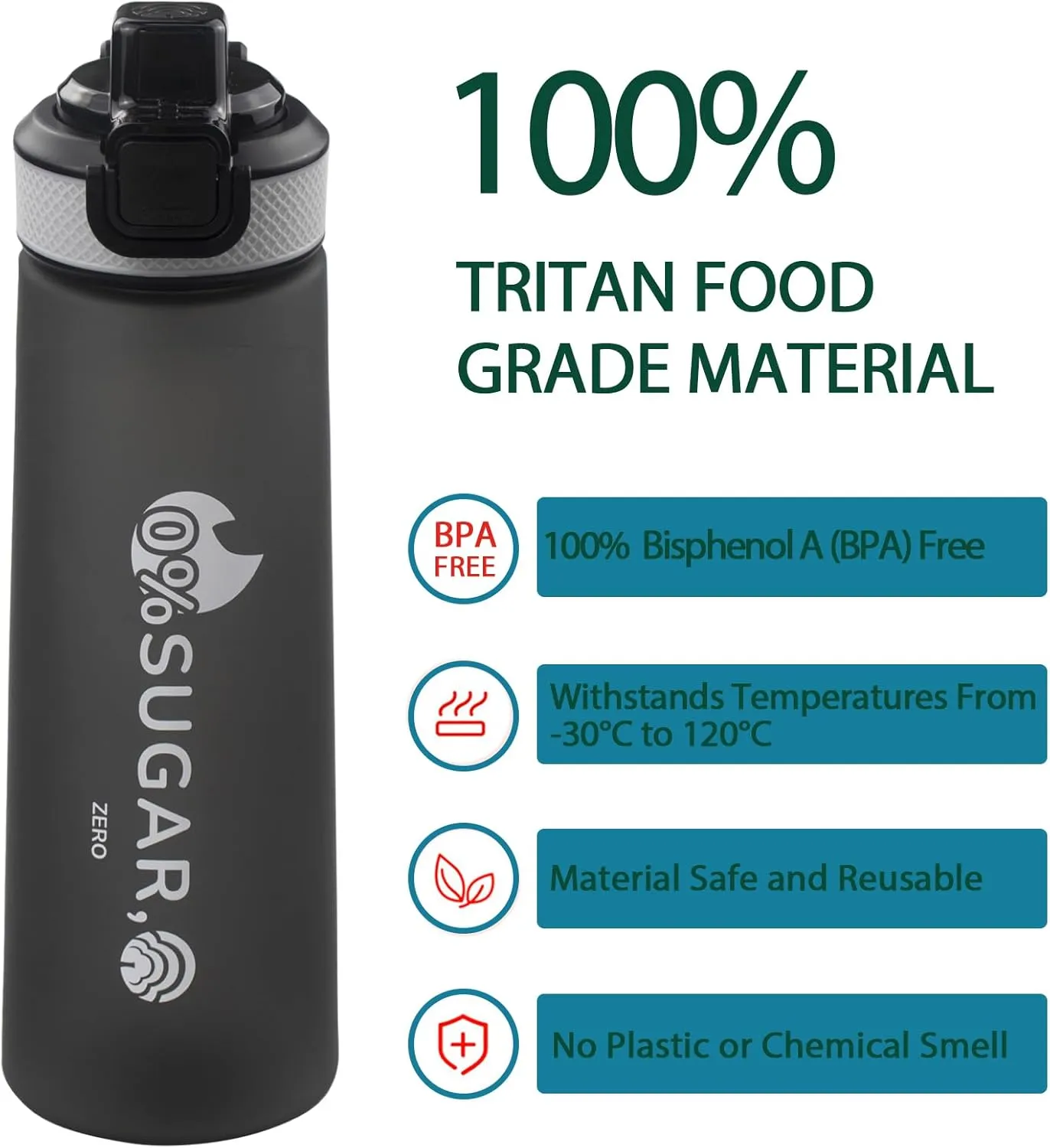 Upgrade Air Scented Up Water Bottle Set, Scent Water Bottle(24 oz/700 ml) with 10 Fruit Flavour Pods, Fruit Fragrance Scented Water Cup BPA Free Sports Water Cup for School, Gym(Frosted Black)