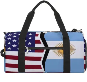 US And Argentina Flag Gym Bag-Workout Organizer with Water Resistant Compartments for Gym Lovers