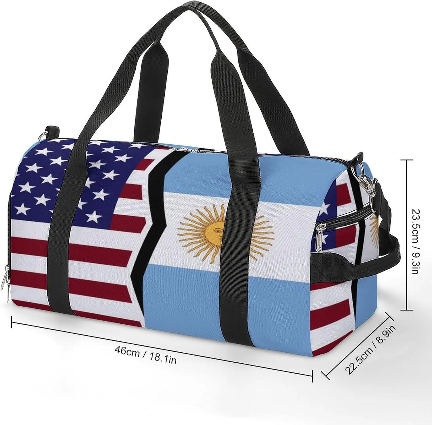 US And Argentina Flag Gym Bag-Workout Organizer with Water Resistant Compartments for Gym Lovers