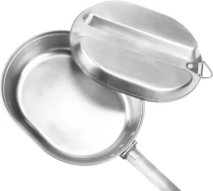 US Military Mess Kit,Stainless Steel Camping Lunch Box with Handle,Tray Frying Pan Portable for Outdoor Camping Hiking Picnic BBQ Beach Traveing