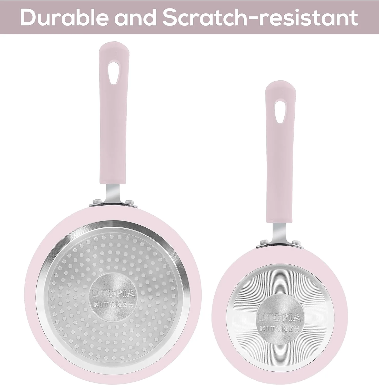 Utopia Kitchen Nonstick Stock Pot Saucepan Set with Lids, 1 Quart and 2 Quarts Multipurpose Stock Pots Set for Home, Kitchen or Restaurant, Purple & Black