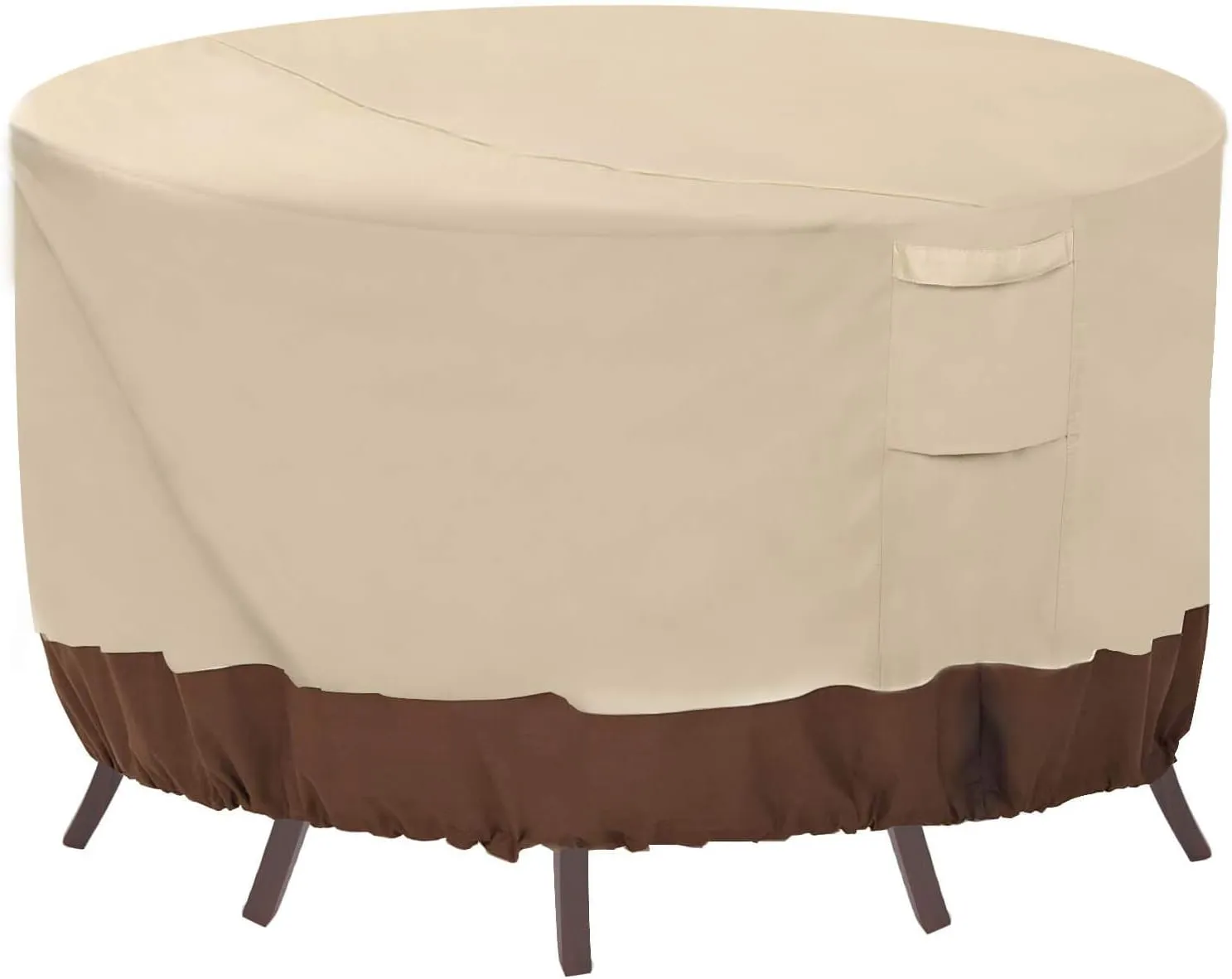 Vailge Round Patio Furniture Covers, 100% Waterproof Outdoor Table Chair Set Covers, Anti-Fading Cover for Outdoor Furniture Set, UV Resistant, 72" DIAx28 H, Beige & Brown