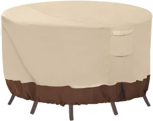 Vailge Round Patio Furniture Covers, 100% Waterproof Outdoor Table Chair Set Covers, Anti-Fading Cover for Outdoor Furniture Set, UV Resistant, 72" DIAx28 H, Beige & Brown