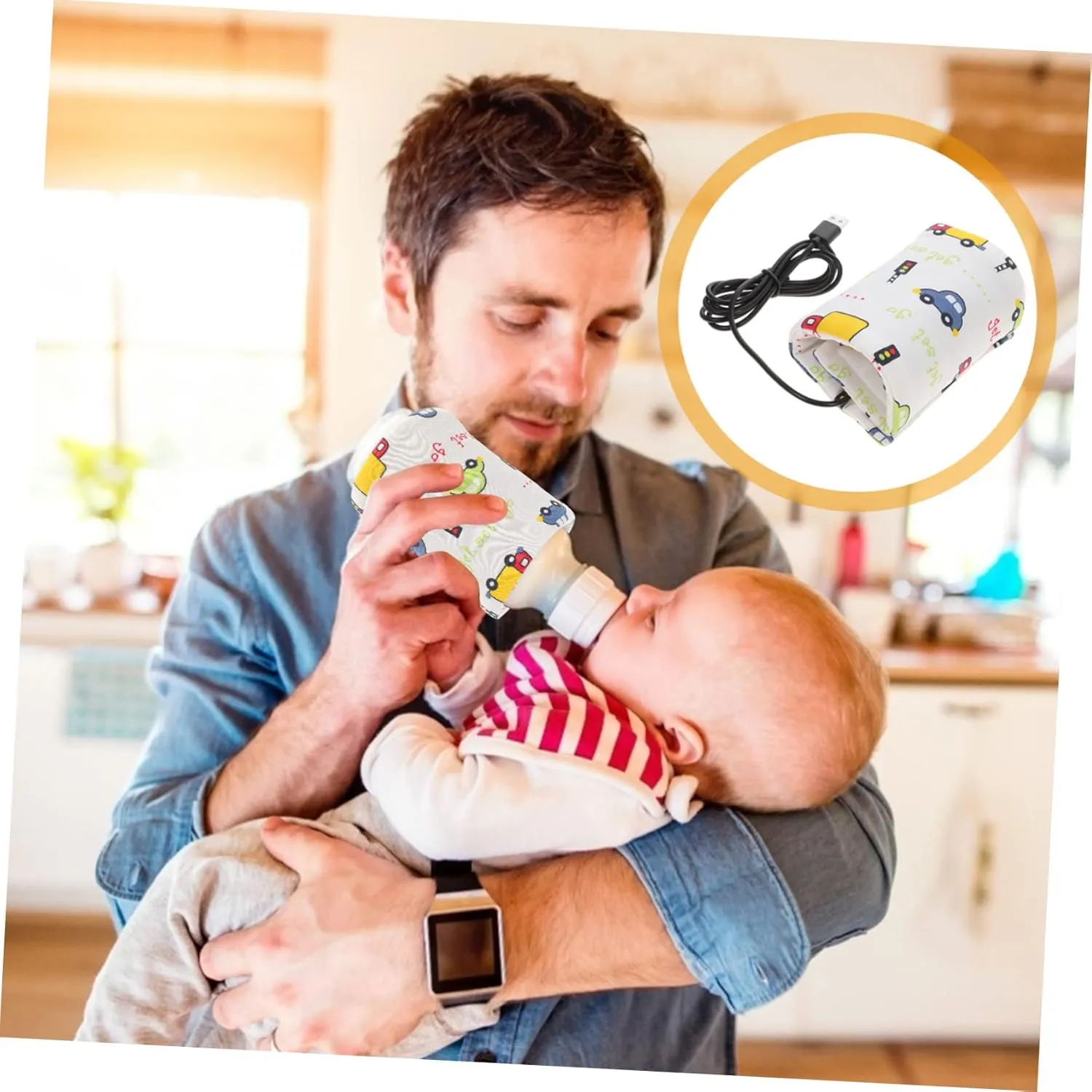VANZACK Portable Bottle Warmer for Travel Insulated Milk Warming Bag Safe Heat Preservation for Compatible with Car Charger and Power Bank for Newborns