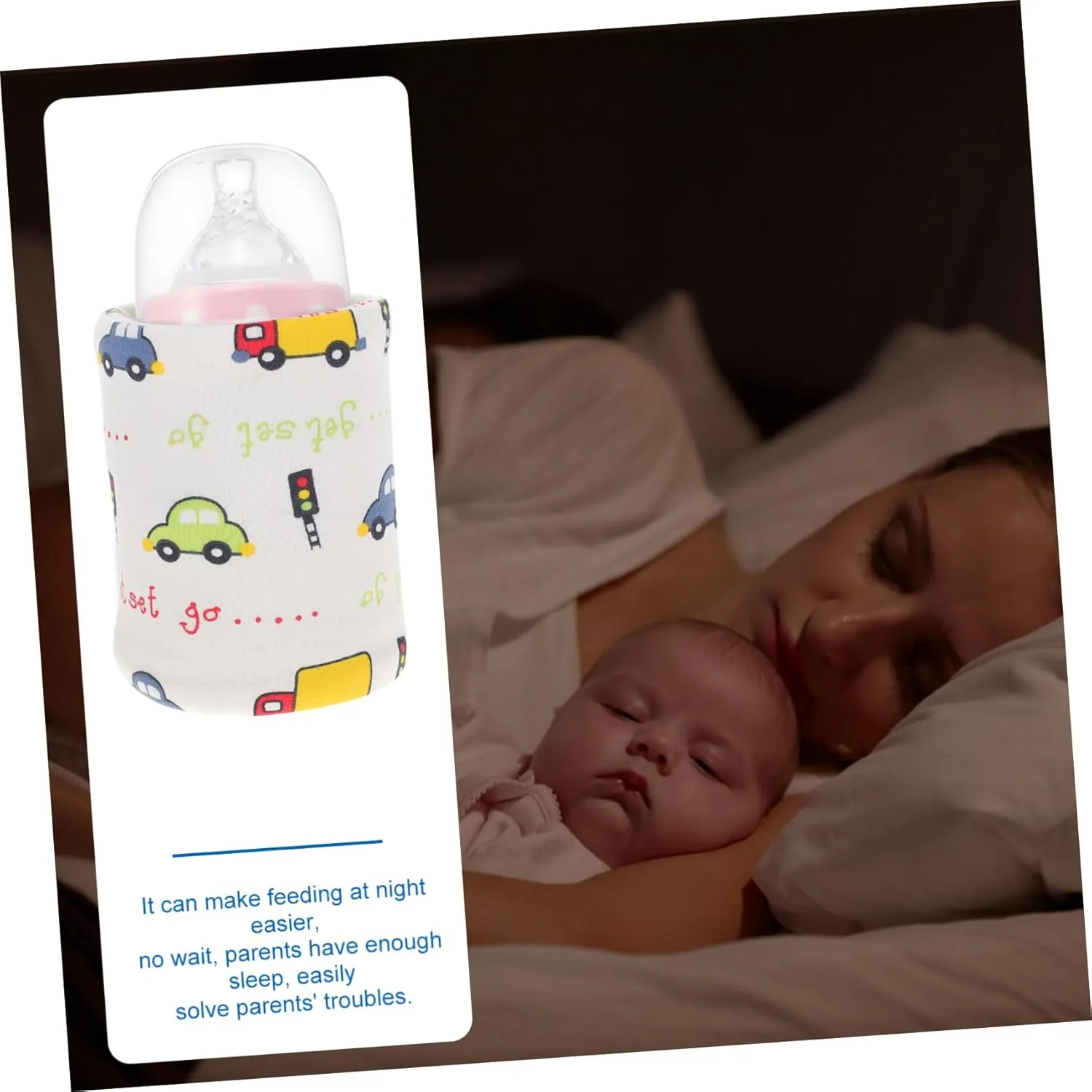 VANZACK Portable Bottle Warmer for Travel Insulated Milk Warming Bag Safe Heat Preservation for Compatible with Car Charger and Power Bank for Newborns