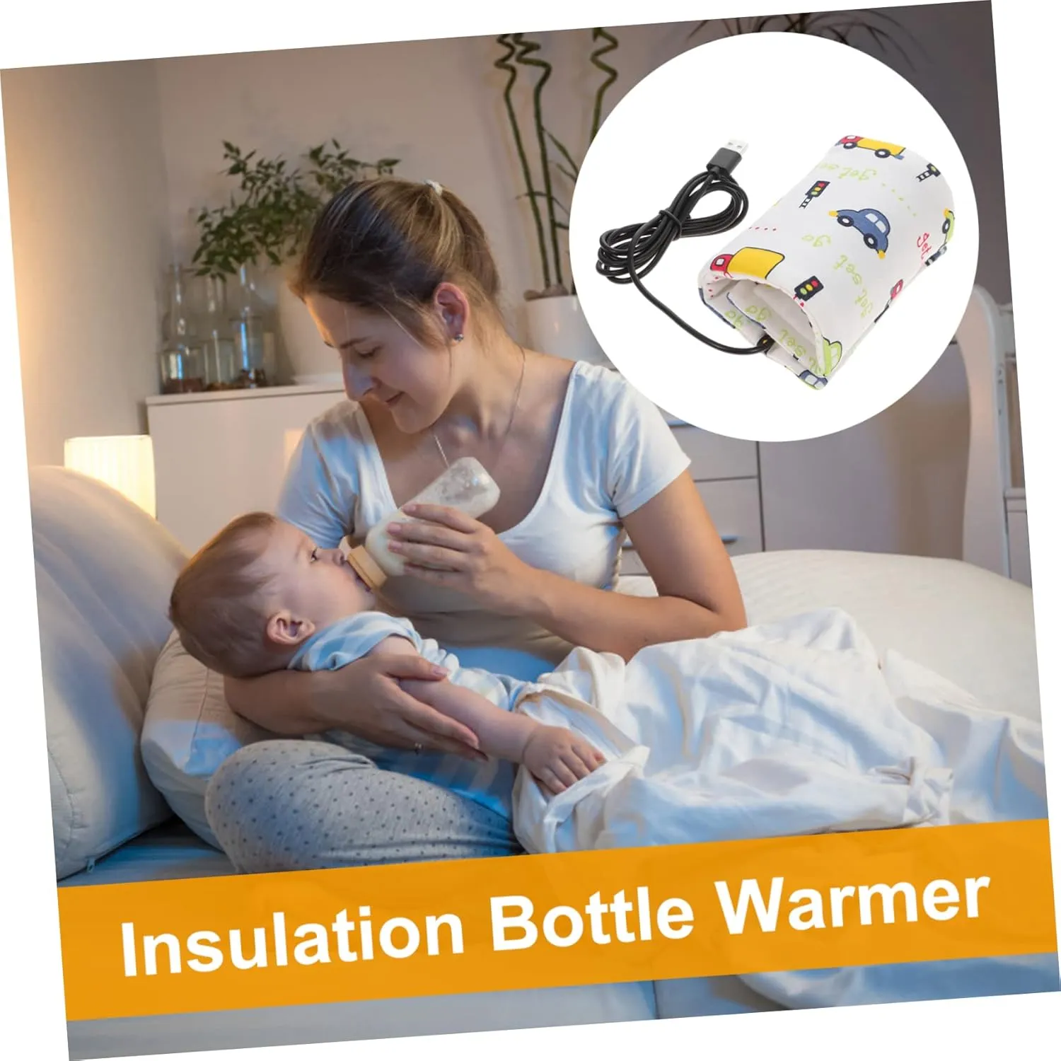 VANZACK Portable Bottle Warmer for Travel Insulated Milk Warming Bag Safe Heat Preservation for Compatible with Car Charger and Power Bank for Newborns