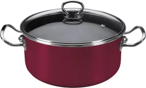 Vasconia Elegance 6-Quart Dutch Oven with Glass Lid (Dark Red) Dishwasher, Grill & Oven Safe up to 480℉ (Enamel on Steel) Nonstick Interior, Stainless Handles, Great for Baking, Roasting & Stewing