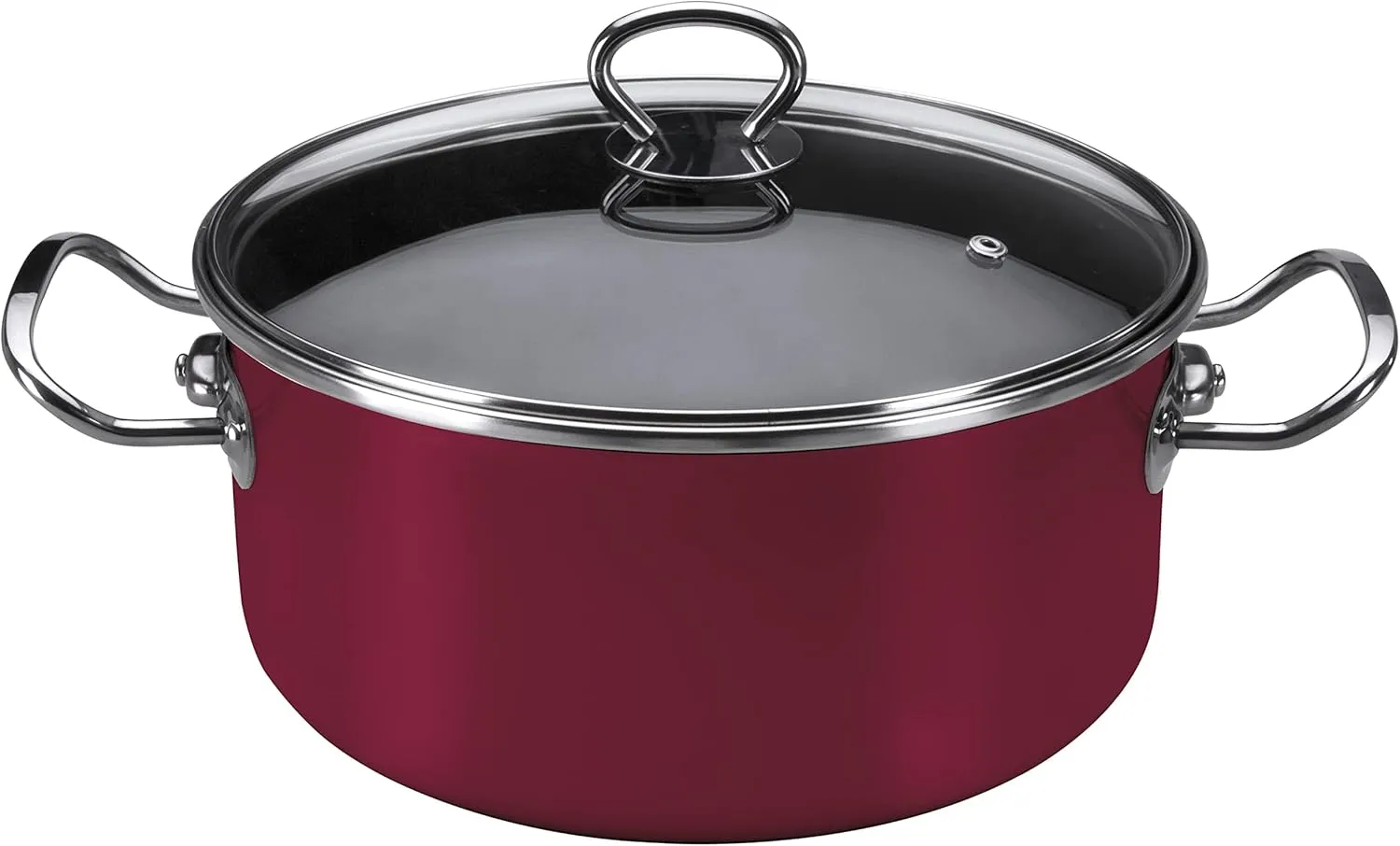 Vasconia Elegance 6-Quart Dutch Oven with Glass Lid (Dark Red) Dishwasher, Grill & Oven Safe up to 480℉ (Enamel on Steel) Nonstick Interior, Stainless Handles, Great for Baking, Roasting & Stewing