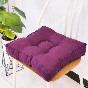 vctops Faux Linen Square Padded Chair Seat Cushion,Soft Solid Chair Pads,Comfortable Sitting for Office,Home or Car 20"x20" Dark Purple