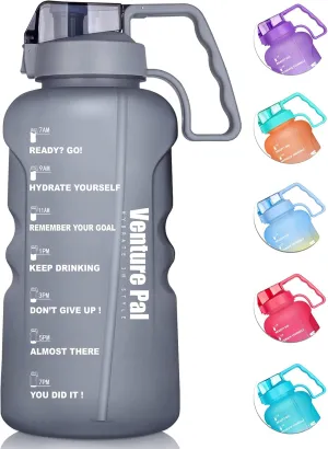 Venture Pal Large 64 & 128 OZ Water Bottle with Straw Motivational Gallon Water Bottle with Time Marker Water Jug for Drinking Home Office & Sports