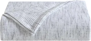 Vera Wang - Queen Blanket, Soft Cotton Luxury Bedding, Modern Luxurious Bedding with Waffle Weave Knit (Jasper Waffle White/Black, Queen)