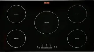 VEVOR Electric Cooktop, 5 Burners, 36'' Induction Stove Top, Built-in Magnetic Cooktop 9200W, 9 Heating Level Multifunctional Burner, LED Touch Screen w/Child Lock & Over-Temperature Protection
